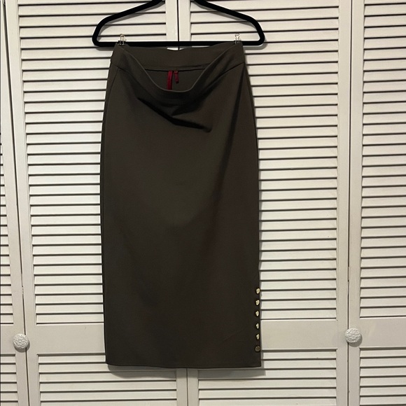 Love Scarlet Dresses & Skirts - Love Scarlett Olive Pencil Skirt with Gold Button Accents NWOT